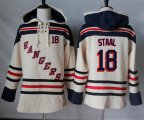 Wholesale Cheap Rangers #18 Marc Staal Cream Sawyer Hooded Sweatshirt Stitched NHL Jersey