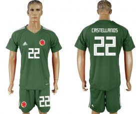 Wholesale Cheap Colombia #22 Castellanos Green Goalkeeper Soccer Country Jersey