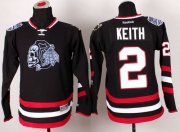 Wholesale Cheap Blackhawks #2 Duncan Keith Black(White Skull) 2014 Stadium Series Stitched Youth NHL Jersey