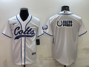 Wholesale Cheap Men's Indianapolis Colts White Team Big Logo With Patch Cool Base Stitched Baseball Jersey