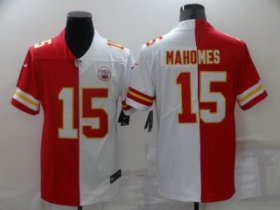Wholesale Cheap Men\'s Kansas City Chiefs #15 Patrick Mahomes Red White Split Vapor Limited Stitched Jersey