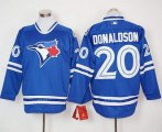 Wholesale Cheap Blue Jays #20 Josh Donaldson Blue Long Sleeve Stitched MLB Jersey