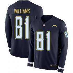Wholesale Cheap Nike Chargers #81 Mike Williams Navy Blue Team Color Men\'s Stitched NFL Limited Therma Long Sleeve Jersey