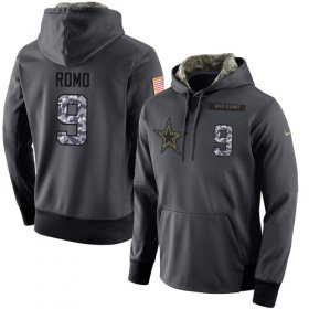Wholesale Cheap NFL Men\'s Nike Dallas Cowboys #9 Tony Romo Stitched Black Anthracite Salute to Service Player Performance Hoodie