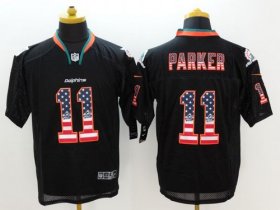 Wholesale Cheap Nike Dolphins #11 DeVante Parker Black Men\'s Stitched NFL Elite USA Flag Fashion Jersey