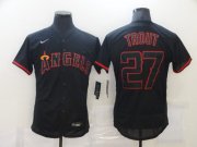 Wholesale Cheap Men's Los Angeles Angels of Anaheim #27 Mike Trout Lights Out Black Fashion Flexbase Nike Jersey