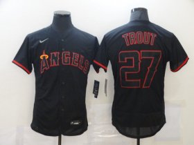Wholesale Cheap Men\'s Los Angeles Angels of Anaheim #27 Mike Trout Lights Out Black Fashion Flexbase Nike Jersey