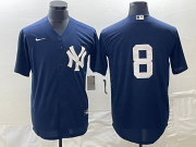 Wholesale Cheap Men's New York Yankees #8 Yogi Berr Navy Blue Cool Base Stitched Baseball Jersey