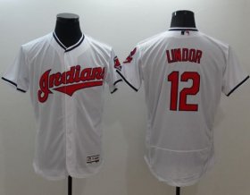 Wholesale Cheap Indians #12 Francisco Lindor White Flexbase Authentic Collection Stitched MLB Jersey