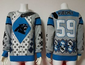 Wholesale Cheap Nike Panthers #59 Luke Kuechly Blue/Grey Men\'s Ugly Sweater