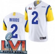 Wholesale Cheap Men's Los Angeles Rams #2 Robert Woods Limited White Alternate 2022 Super Bowl LVI Bound Vapor Jersey