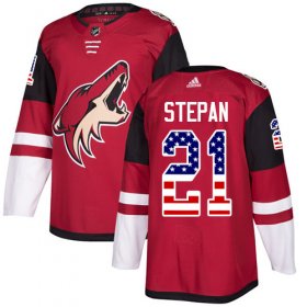 Wholesale Cheap Adidas Coyotes #21 Derek Stepan Maroon Home Authentic USA Flag Stitched NHL Jersey