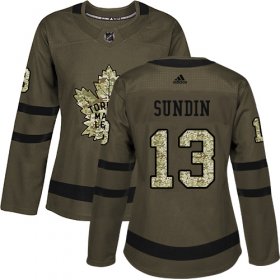 Wholesale Cheap Adidas Maple Leafs #13 Mats Sundin Green Salute to Service Women\'s Stitched NHL Jersey