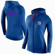 Wholesale Cheap Women's Nike New York Giants Full-Zip Performance Hoodie Blue