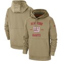 Wholesale Cheap Men's New York Giants Nike Tan 2019 Salute to Service Sideline Therma Pullover Hoodie