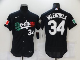 Wholesale Cheap Men\'s Los Angeles Dodgers #34 Fernando Valenzuela Black Mexico 2020 World Series Flex Base Nike Jersey