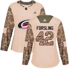Wholesale Cheap Adidas Hurricanes #42 Gustav Forsling Camo Authentic 2017 Veterans Day Women\'s Stitched NHL Jersey