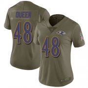 Wholesale Cheap Nike Ravens #48 Patrick Queen Olive Women's Stitched NFL Limited 2017 Salute To Service Jersey
