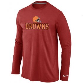 Wholesale Cheap Nike Cleveland Browns Authentic Logo Long Sleeve T-Shirt Red