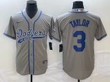 Wholesale Cheap Men's Los Angeles Dodgers #3 Chris Taylor Grey With Patch Cool Base Stitched Baseball Jersey1
