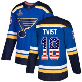 Wholesale Cheap Adidas Blues #18 Tony Twist Blue Home Authentic USA Flag Stanley Cup Champions Stitched NHL Jersey