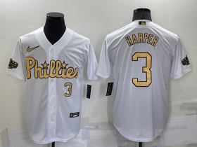Wholesale Cheap Men\'s Philadelphia Phillies #3 Bryce Harper White 2022 All-Star Cool Base Stitched Baseball Jerseys