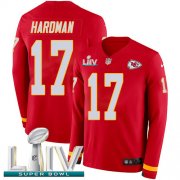 Wholesale Cheap Nike Chiefs #17 Mecole Hardman Red Super Bowl LIV 2020 Team Color Men's Stitched NFL Limited Therma Long Sleeve Jersey