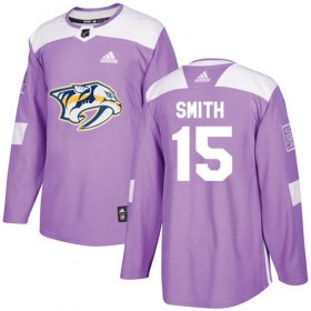 Wholesale Cheap Adidas Predators #15 Craig Smith Purple Authentic Fights Cancer Stitched NHL Jersey