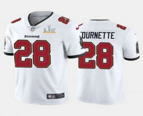 Wholesale Cheap Men\'s Tampa Bay Buccaneers #28 Leonard Fournette White 2021 Super Bowl LV Limited Stitched NFL Jersey