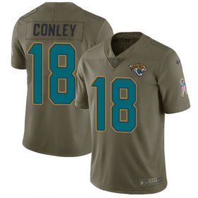 Wholesale Cheap Nike Jaguars #18 Chris Conley Olive Men\'s Stitched NFL Limited 2017 Salute to Service Jersey