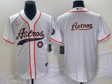Cheap Men's Houston Astros White Team Big Logo Cool Base Stitched Baseball Jersey3