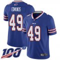 Wholesale Cheap Nike Bills #49 Tremaine Edmunds Royal Blue Team Color Men's Stitched NFL 100th Season Vapor Limited Jersey