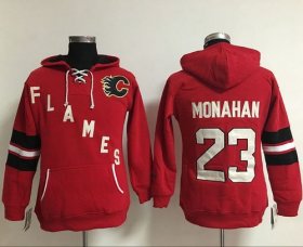 Wholesale Cheap Calgary Flames #23 Sean Monahan Red Women\'s Old Time Heidi NHL Hoodie