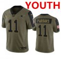Wholesale Cheap Youth Dallas Cowboys #11 Micah Parsons Olive 2021 Salute To Service Limited Stitched Jersey