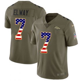 Wholesale Cheap Nike Broncos #7 John Elway Olive/USA Flag Men\'s Stitched NFL Limited 2017 Salute To Service Jersey
