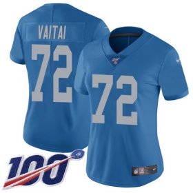 Wholesale Cheap Nike Lions #72 Halapoulivaati Vaitai Blue Throwback Women\'s Stitched NFL 100th Season Vapor Untouchable Limited Jersey