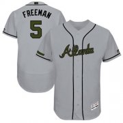 Wholesale Cheap Braves #5 Freddie Freeman Grey Flexbase Authentic Collection Memorial Day Stitched MLB Jersey