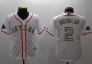 Wholesale Cheap Astros #2 Alex Bregman White 2017 World Series Champions Gold Program Cool Base Stitched Youth MLB Jersey
