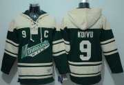 Wholesale Cheap Wild #9 Mikko Koivu Green Sawyer Hooded Sweatshirt Stitched NHL Jersey