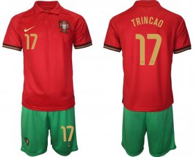 Wholesale Cheap Men 2020-2021 European Cup Portugal home red 17 Nike Soccer Jersey