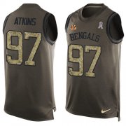 Wholesale Cheap Nike Bengals #97 Geno Atkins Green Men's Stitched NFL Limited Salute To Service Tank Top Jersey