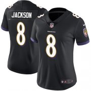 Wholesale Cheap Nike Ravens #8 Lamar Jackson Black Alternate Women's Stitched NFL Vapor Untouchable Limited Jersey