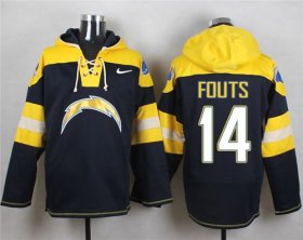Wholesale Cheap Nike Chargers #14 Dan Fouts Navy Blue Player Pullover NFL Hoodie