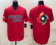 Cheap Men's Puerto Rico Baseball 2023 Red World Baseball Big Logo With Patch Classic Stitched Jerseys