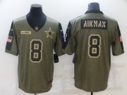 Wholesale Cheap Men's Dallas Cowboys #8 Troy Aikman Nike Olive 2021 Salute To Service Retired Player Limited Jersey