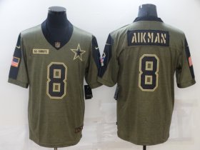 Wholesale Cheap Men\'s Dallas Cowboys #8 Troy Aikman Nike Olive 2021 Salute To Service Retired Player Limited Jersey