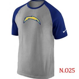 Wholesale Cheap Nike San Diego Chargers Ash Tri Big Play Raglan NFL T-Shirt Grey/Blue