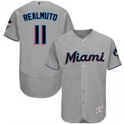 Wholesale Cheap marlins #11 JT Realmuto Grey Flexbase Authentic Collection Stitched MLB Jersey