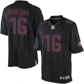 Wholesale Cheap Nike 49ers #16 Joe Montana Black Men\'s Stitched NFL Impact Limited Jersey