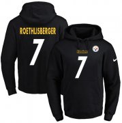 Wholesale Cheap Nike Steelers #7 Ben Roethlisberger Black Name & Number Pullover NFL Hoodie